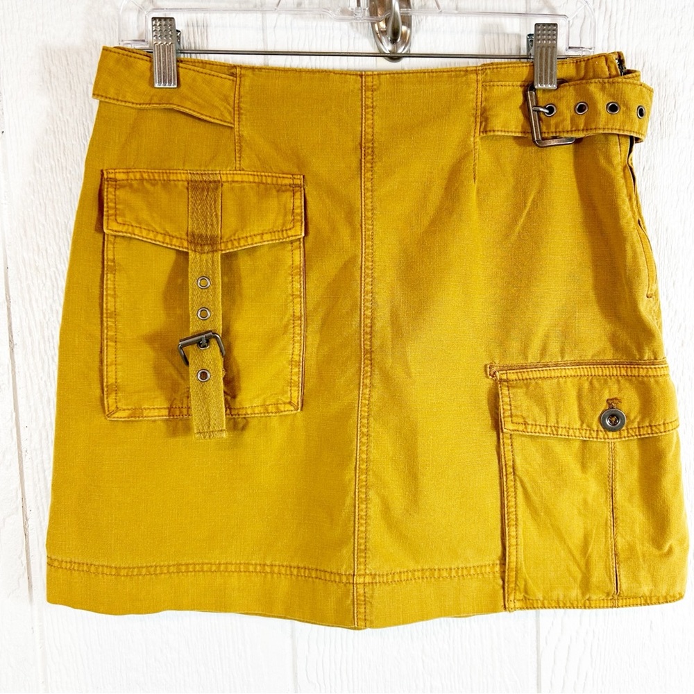 Free People Gold Yellow Cargo Mini Skirt Size 6